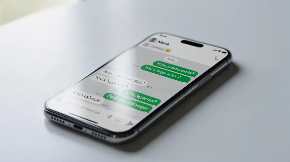 Imagen de un smartphone que muestra una conversación en una aplicación de mensajería